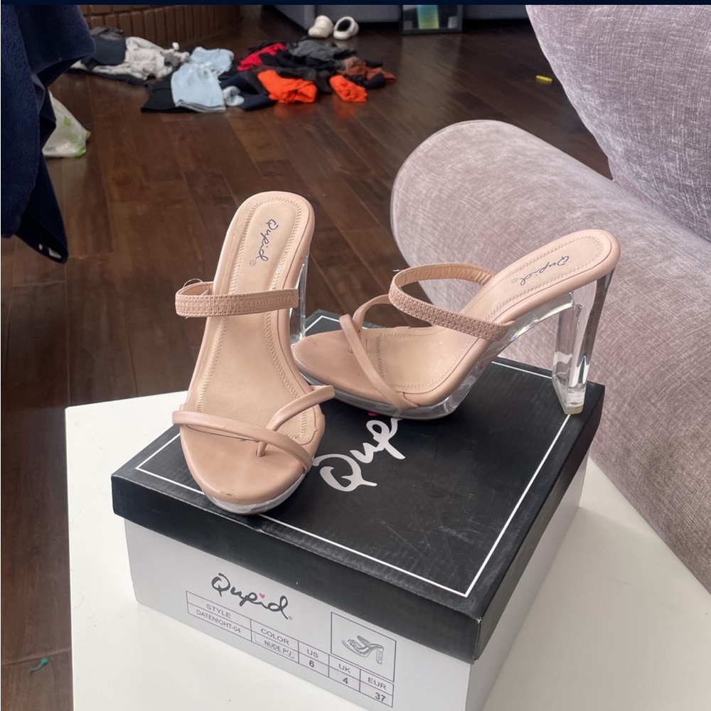 Quipid Nude Clear heels. Size 6.